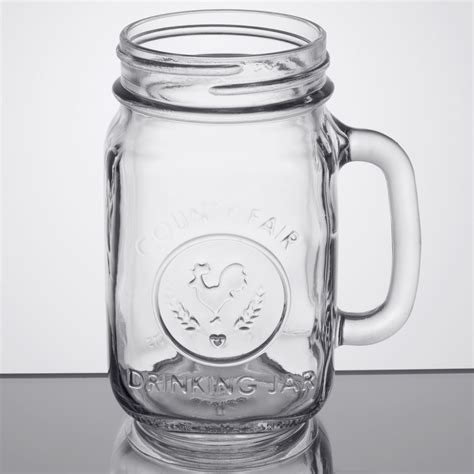 Libbey "County Fair" Mason Jar Drinking Glasses with Handle - 16 oz 12/Case