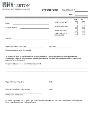 Fillable Online csufasc STIPEND FORM - Csufasc.org Fax Email Print ...