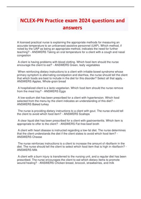 NCLEX-PN Practice exam 2024 questions and answers - NCLEX-PN - Stuvia US