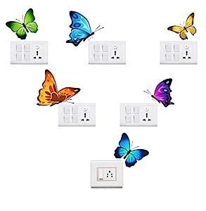 Buy Decor kafe Pack of 2 Colorful Butterflies Wall Sticker Standard PVC ...