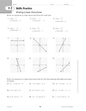 Fillable Online NAME DATE 77 PERIOD Skills Practice Writing Linear ...