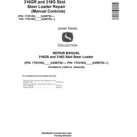 John Deere 316GR and 318G Skid Steer Loader Pdf Technical Repair Servi