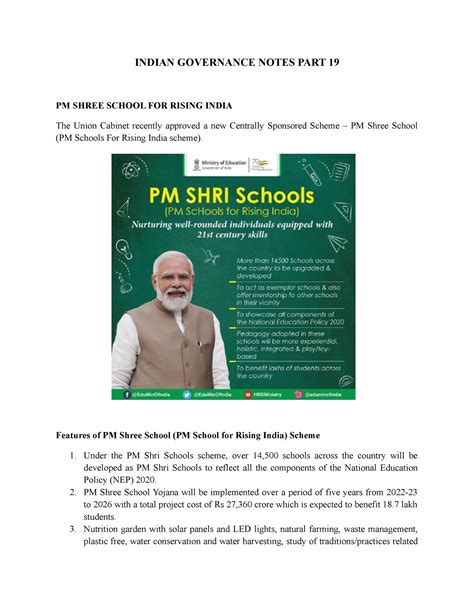 Indian Governance Notes PART 19 - INDIAN GOVERNANCE NOTES PART 19 PM ...