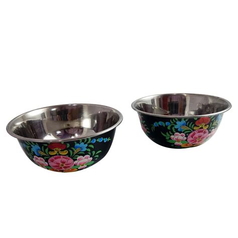 Buy India Meets India Dinnerware Set Piece 2 Bowls Steel Handmade Paper ...