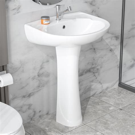 Buy Pedestal Sink 20 Inch x 17 Inch Bathroom Pedestal Sink Ceramic ...