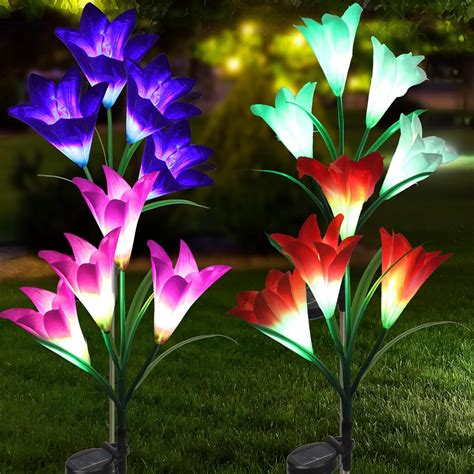 CREPRO Multi-Color Changing LED Solar Garden Stake Lights - India | Ubuy