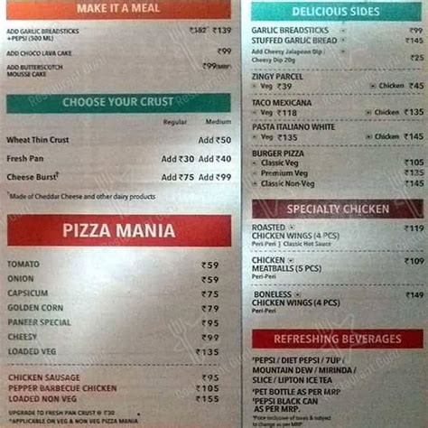 Menu at Domino's Pizza, Indore, SCHEME NO. 47