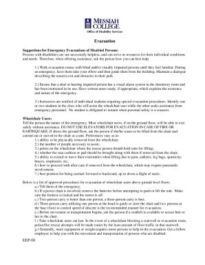 Fillable Online Emergency Evacuation Procedures for Persons with ...