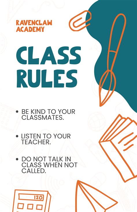 Image result for Classroom Rules Poster Examples