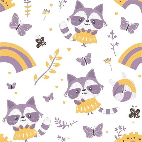A colorful background with a cute cat and butterflies | Premium AI ...