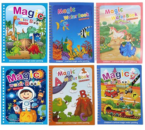 GLUN® Water Magic Books for Children, Different themes with Self Drying ...