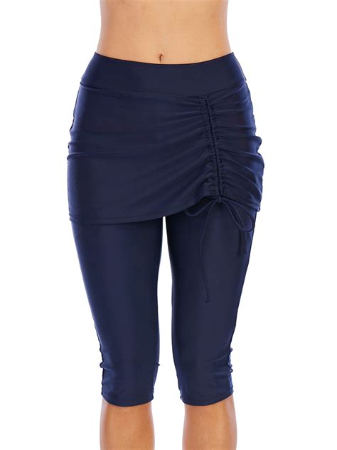 Women Capris Swim Skirt Pants Running Cropped Capri Pants Tights Sport ...