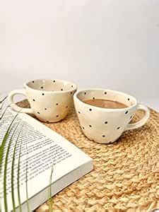 Buy SIRO Decors Polka Dots Ceramic Tea Cups Set | Coffee Mugs | Chai ...