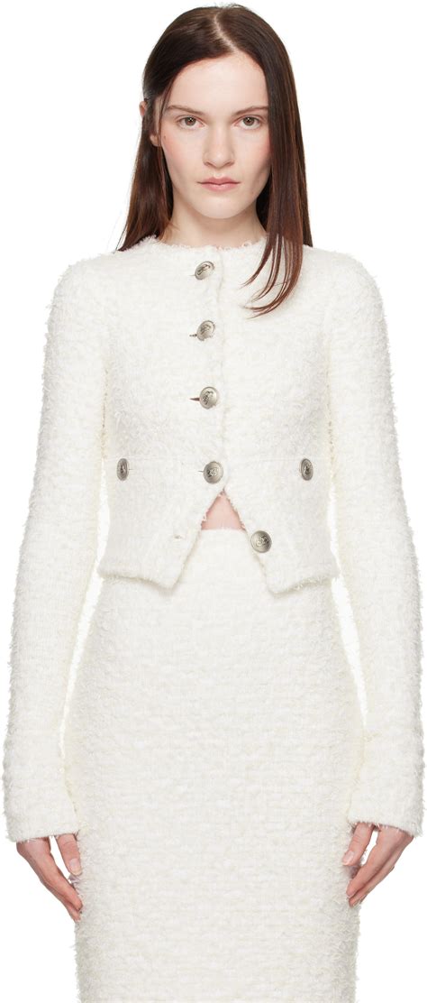 White Cropped Cardigan Sweater