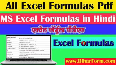 Image result for Basic Excel Formulas PDF Download
