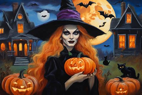 Halloween Witch With Pumpkins Free Stock Photo - Public Domain Pictures