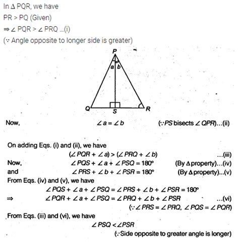 In figure, PR > PQ and PS bisect ∠QPR. Prove that - CBSE Class 9 Maths ...