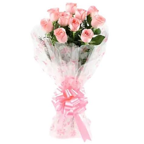 Floralbay Valentine's Day Special Fresh Flowers Bunch of 8 Pink Roses ...