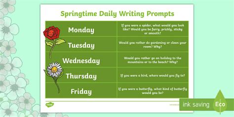 Spring Writing Prompts - Creative Writing Worksheet - Twinkl
