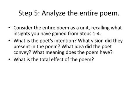 Six steps to help analyze a poem | PPT