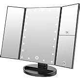Buy White: Fascinate Lighted Makeup Mirror, Trifold Vanity Mirror with ...