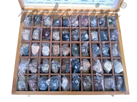 Rocksmins Collection of 50 Rocks in Wooden Box RO50WB with 50 Big ...
