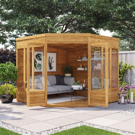 BillyOh Corner Summerhouse Log Cabin 8 x 8 Garden Storage Shed Wooden ...