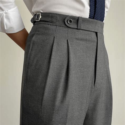 Signature Double-Pleated Suit Pants Grey | Mens pants fashion, Pleated ...
