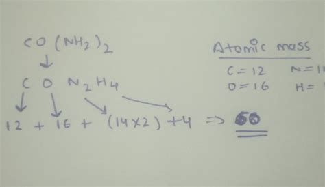 calculate relative molecular mass for CO(NH2)2 - Brainly.in