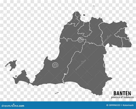 Blank Map Banten Province Of Indonesia. High Quality Map Banten With Municipalities On ...