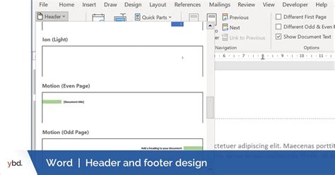 Image result for Header Footer Word