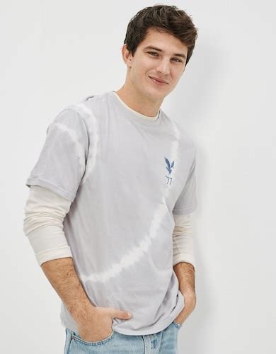Buy American Eagle Men Grey Super Soft Tie-Dye Logo Graphic T-Shirt ...