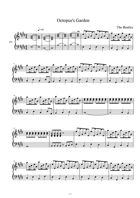 Octopus's Garden (arr. The Beatles) by The Beatles Sheet Music for Piano Solo at Sheet Music Direct