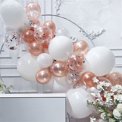 Buy Rose Gold Balloons, (Pack of 140) Rose Gold and White Clear ...