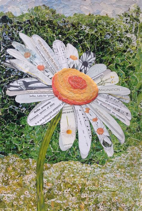 "Daisy" - by Kath Coleman. Cut and torn paper collage. | Paper collage ...