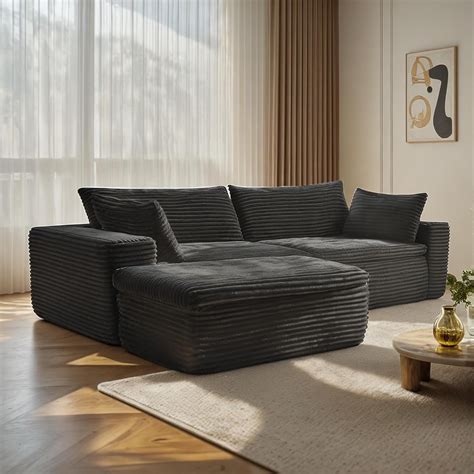 110" Cloud Modular Sectional Boneless Couch for Living Room, 34" Deep ...