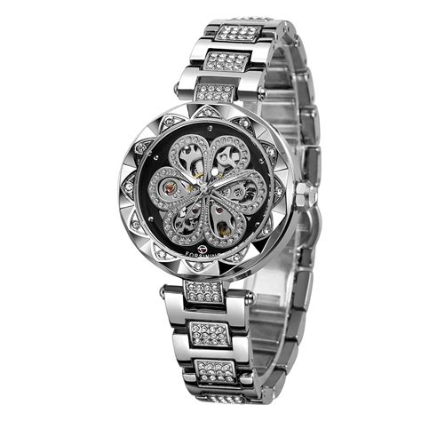 Forsining Women's Stylish Analogue Dial Automatic Skeleton Watch with ...