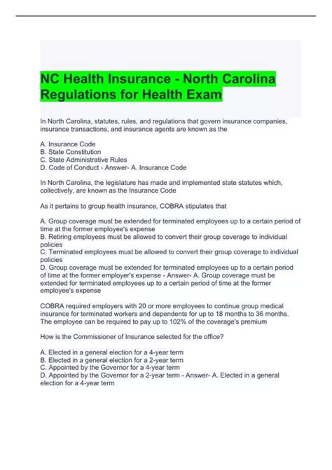 NC Health Insurance - North Carolina Regulations for Health Exam 2024 ...