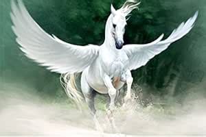 Sharma Fine Arts White Horse with wings Running Poster (P11) : Amazon ...