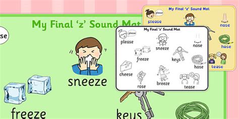 Final 'Z' Sound Word Mat (teacher made) - Twinkl