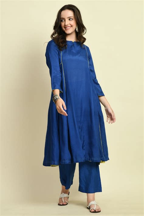 Royal Blue Kurta Set For Women – SEEDS OF FUSION