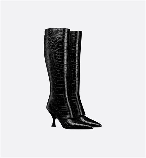 Dior Wild Heeled Boot Black Brushed Calfskin | DIOR