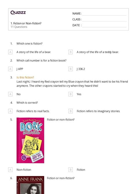 50+ Fiction worksheets for 1st Class on Quizizz | Free & Printable