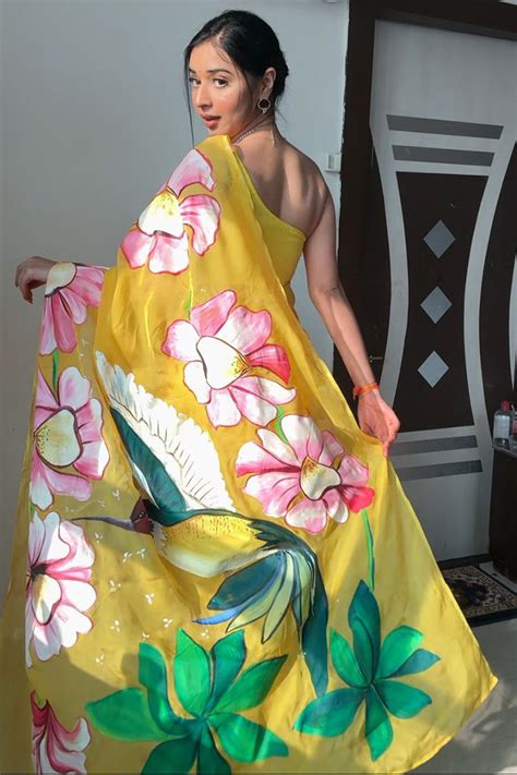 Evanescent 1-Minute Ready To Wear Yellow Organza Silk Saree – thelotusfab
