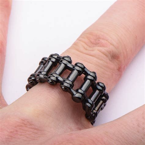 Buy Black Stainless Steel Motorcycle Chain Ring for Men | INOX Jewelry ...