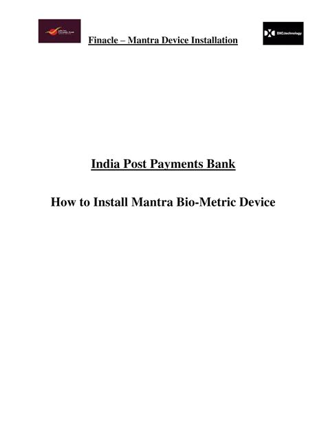 IPPB Mantra Biometric Device Installation procedure for Desktop Finacle ...