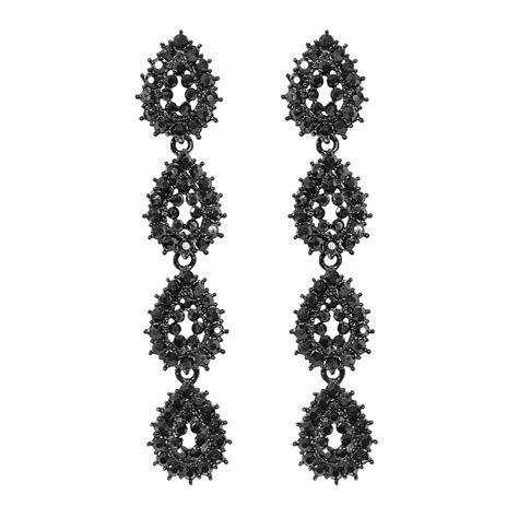 Buy Ayesha Black Metal Quadruple Disc Crystal Drop Earring at Amazon.in