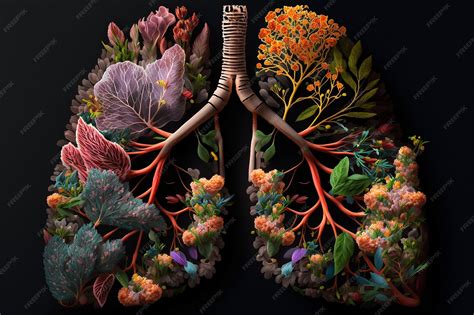 Floral human lung chest health concept 3d model illustration created ...