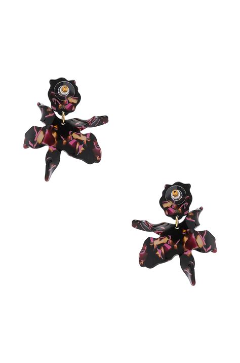 Lele Sadoughi Small Paper Lily Earrings in Black Cherry | FWRD