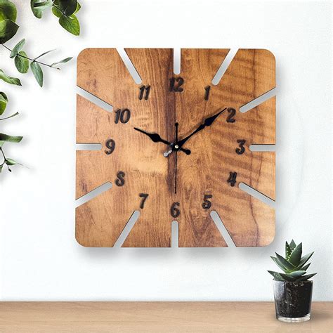 Buy Wooden Villa Decorative Square Wooden Wall Clock | Decorative ...
